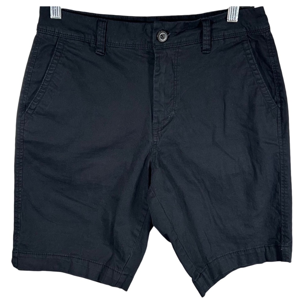 Aeropostale Mens Black Chino Shorts Size 29 Cotton Stretch Casual Flat Front